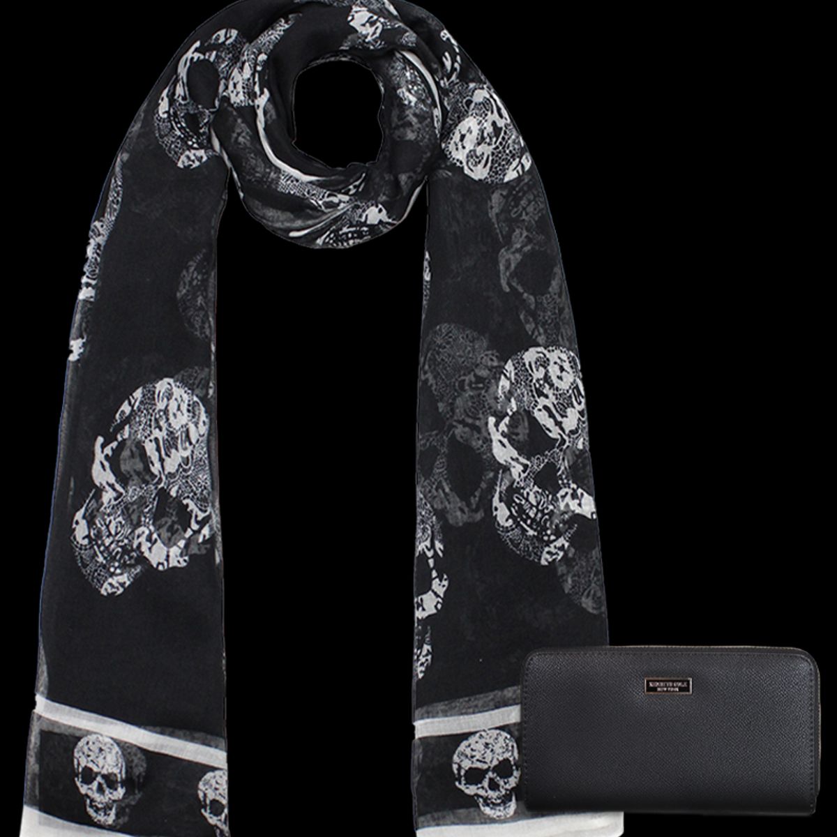 KENNETH COLE - Pack Billetera Bessie negra + Pañuelo Oni negro Kenneth Cole