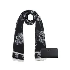 KENNETH COLE - Pack Billetera Bessie negra + Pañuelo Oni negro