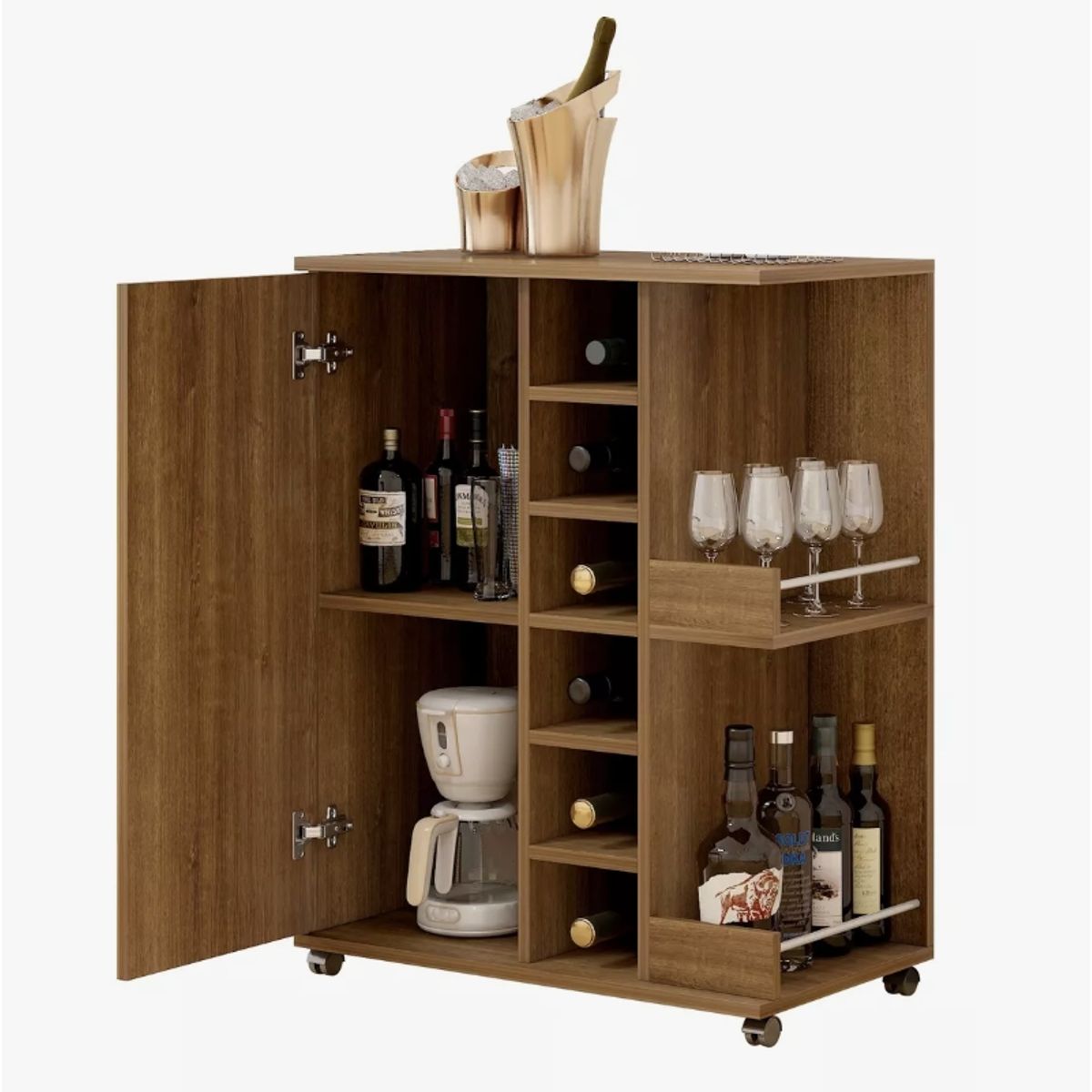 HOMER DESIGN - Mueble Bar Con Rueda Multifuncional 60x38x83cm