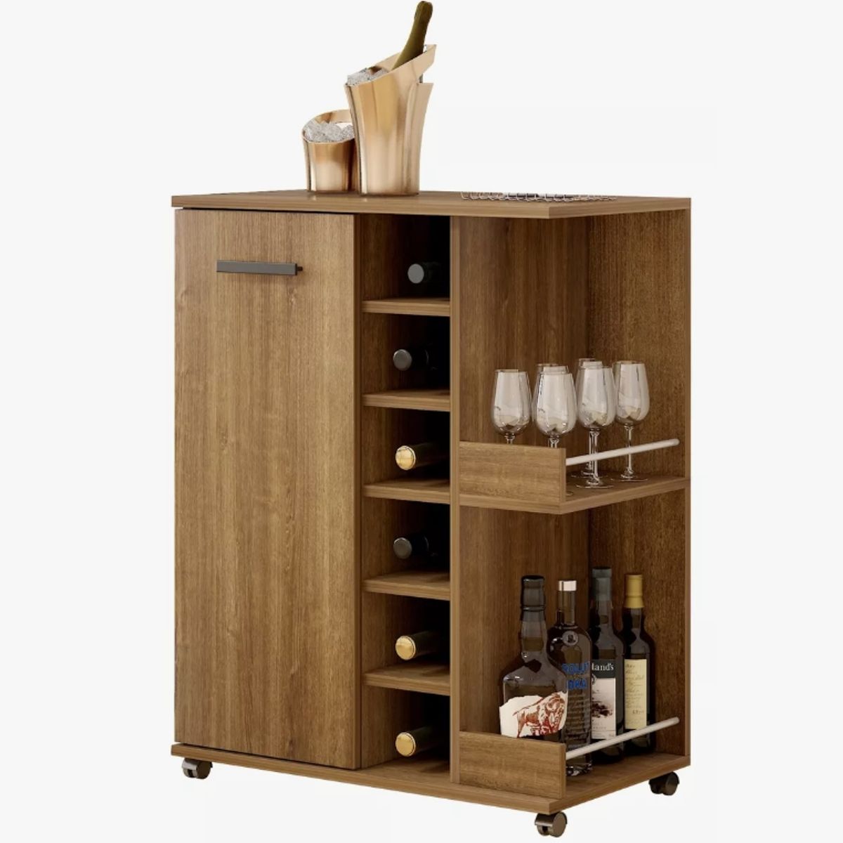 HOMER DESIGN - Mueble Bar Con Rueda Multifuncional 60x38x83cm