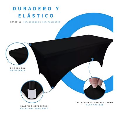 Imagen 2 del producto Funda Mantel Spandex Negro 150cm x 75cm x 75cm