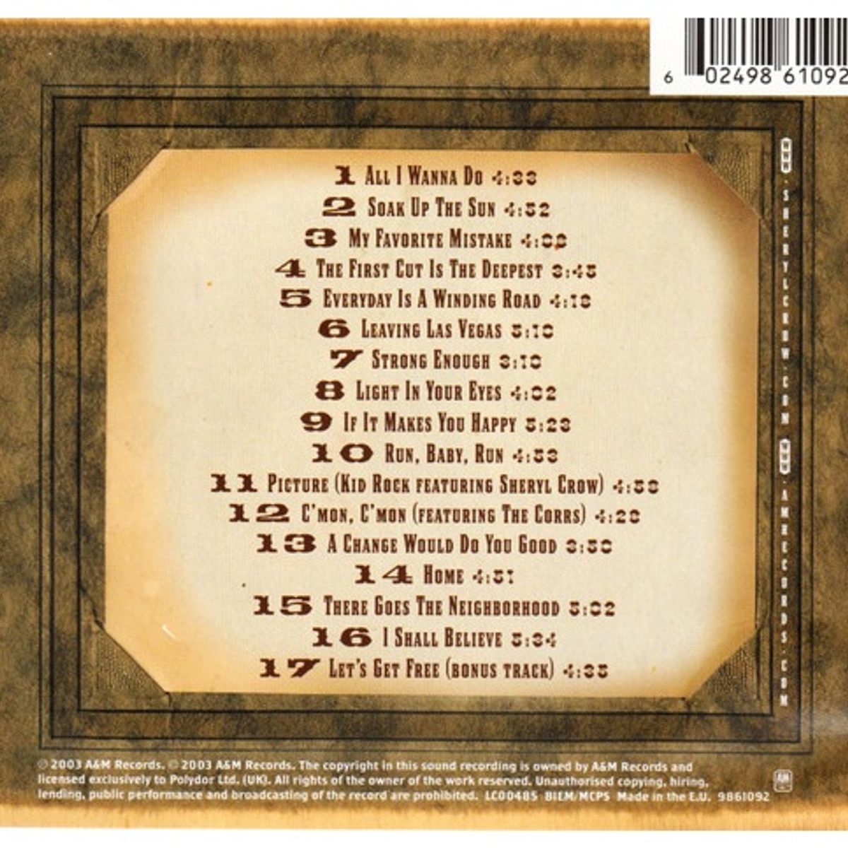 HITWAY MUSIC - SHERYL CROW - THE VERY BEST - CD