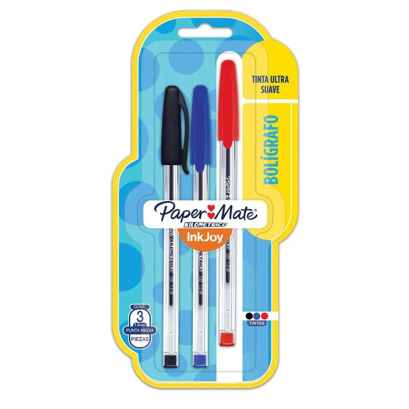 PAPER MATE - Set 3 Bolígrafos Paper Mate InkJoy 0.7mm Colores Surtidos