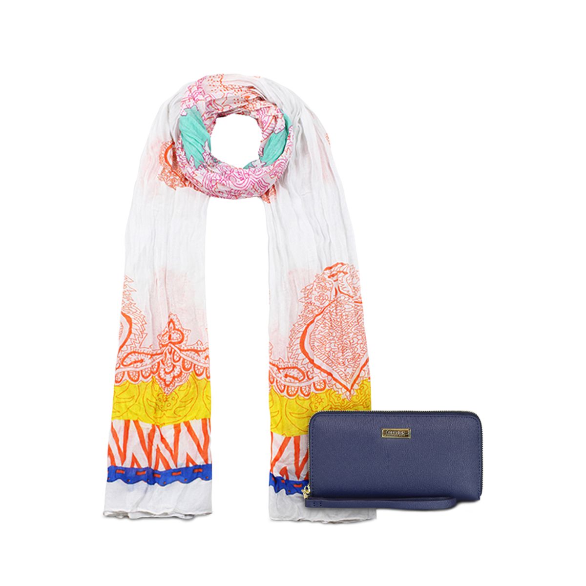 KENNETH COLE - Pack Billetera Jaeda azul + Pañuelo Alcala blanco Kenneth Cole