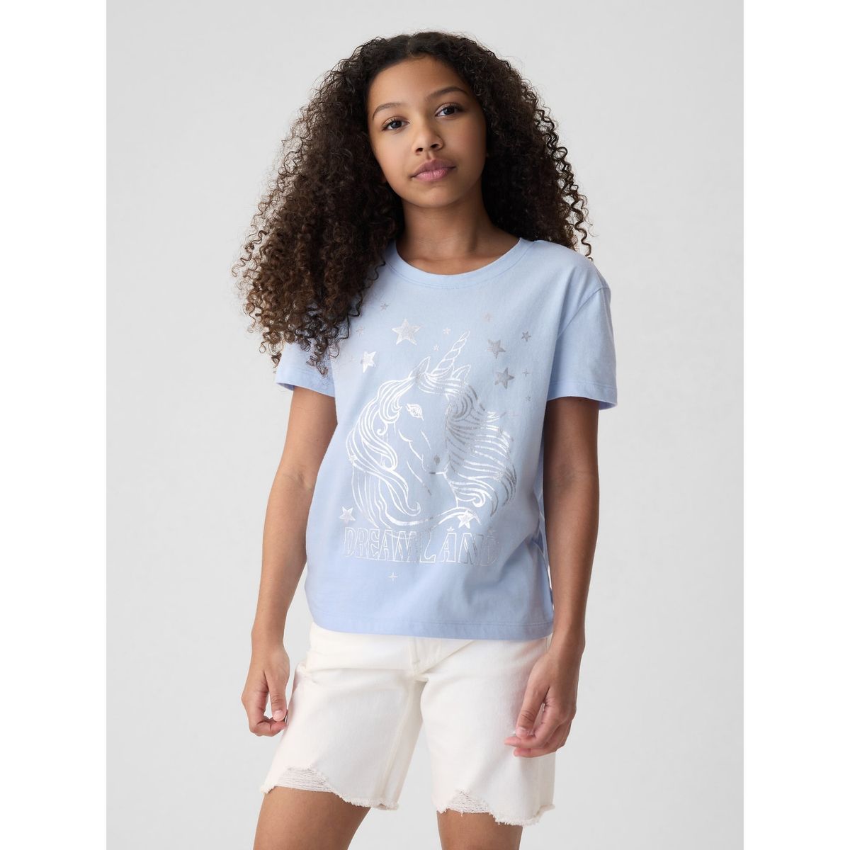 GAP - Polera GAP Graphic Manga Corta Niña Azul