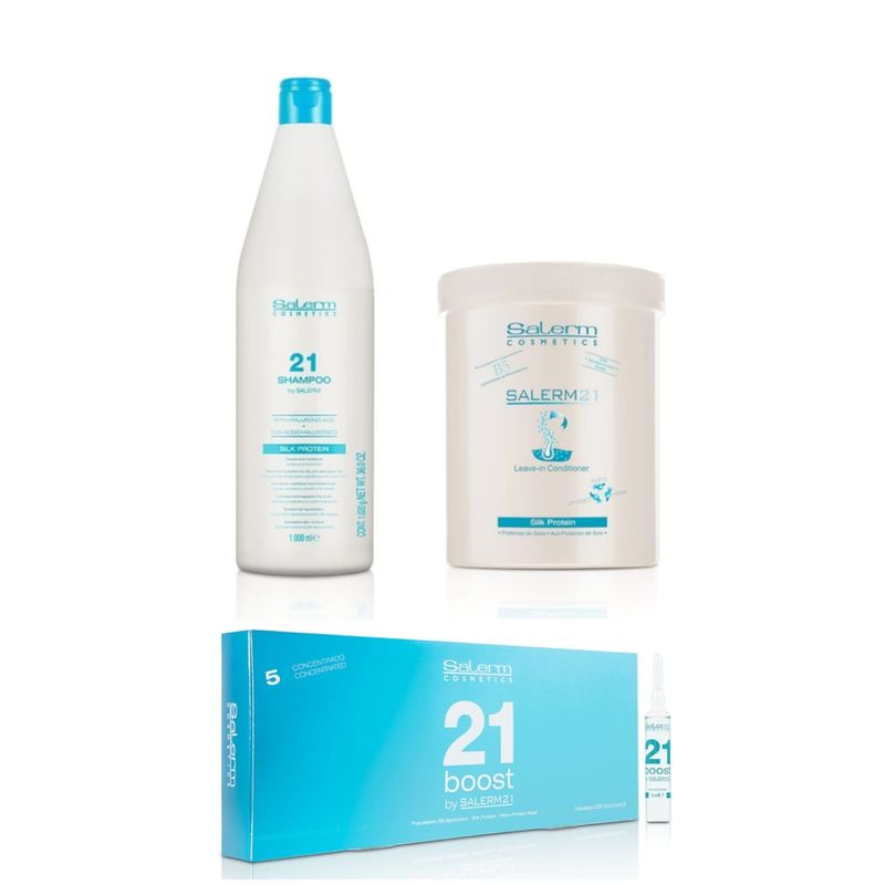 SALERM - Salerm Shampoo Y Mascarilla 1.000ml Y Set Ampollas Boost 21.-