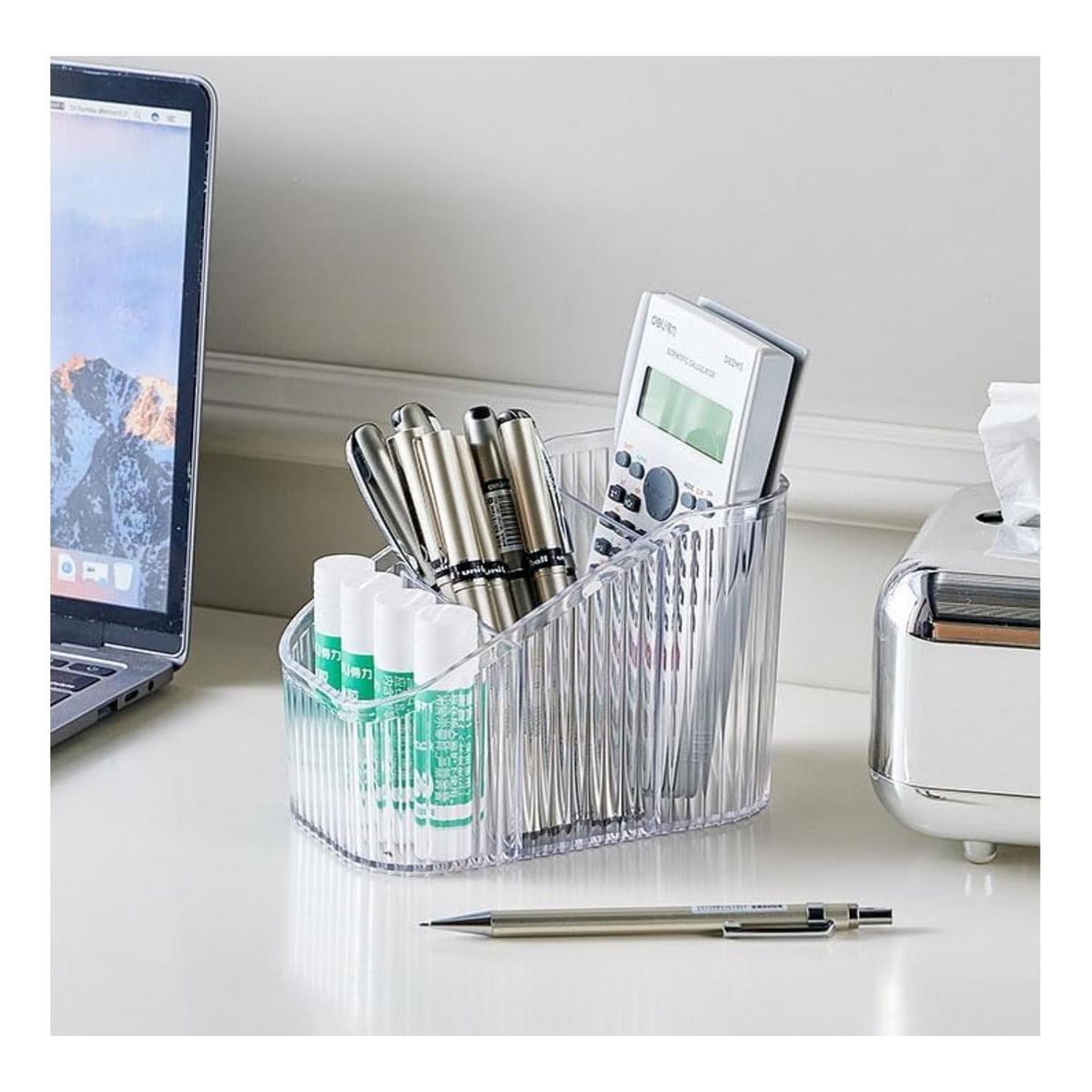 GENERICO - Organizador De Escritorio Oficina 3 Comp Transparente