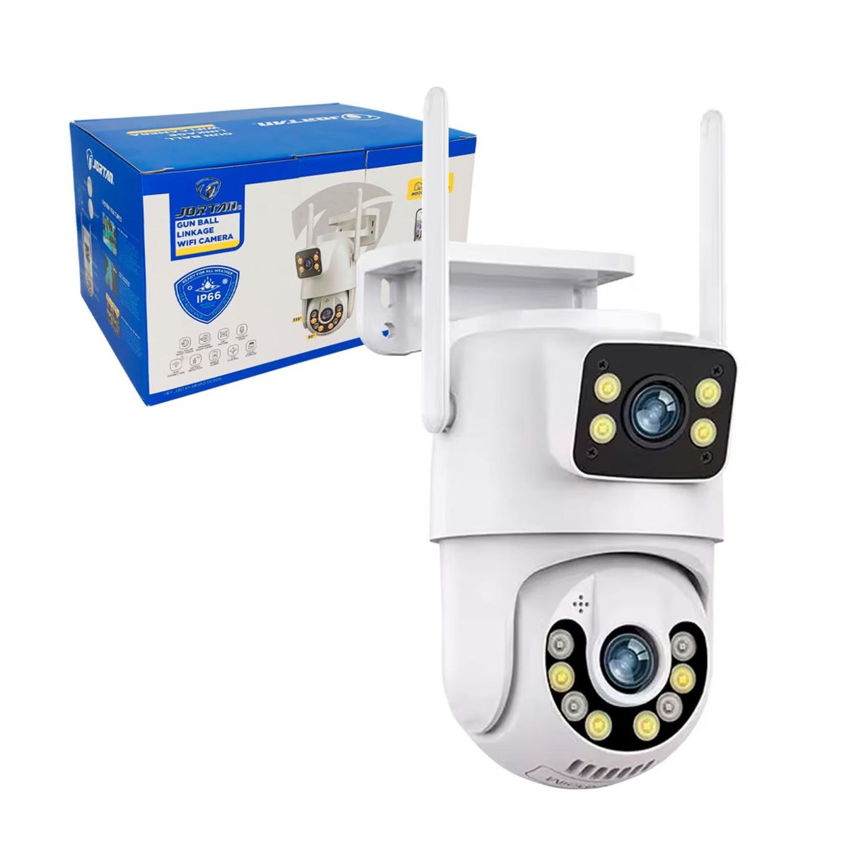 GENERICO - Camara De Seguridad WiFi Doble Lente HD VN IP66 Blanca