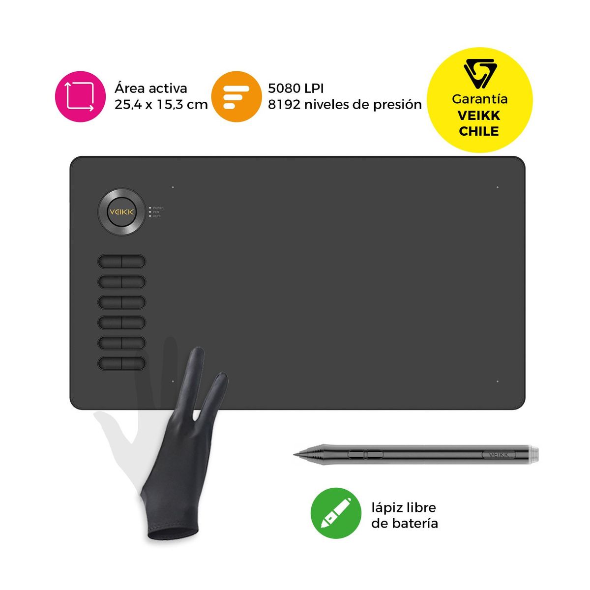 VEIKK - Tableta Gráfica Veikk A15 Grey con Guante