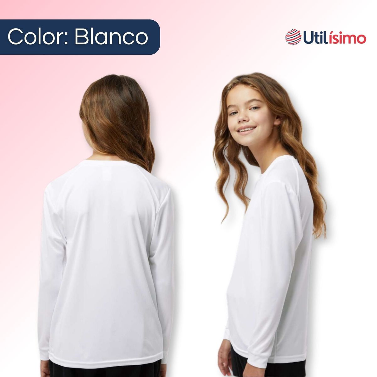 UTILISIMO - Pack 3 Camisetas Polar Primera Capa Polera Invierno Niña Blanco