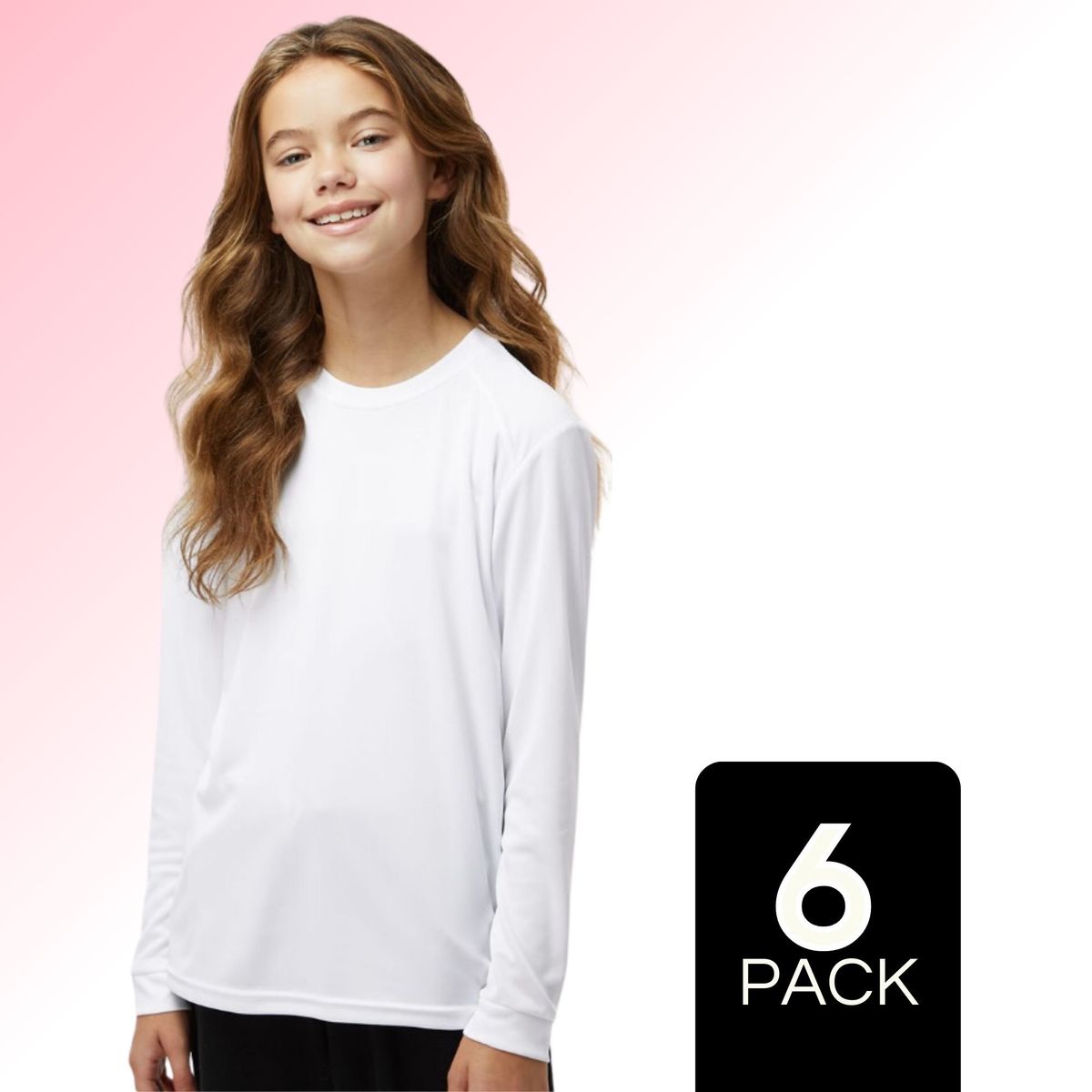 UTILISIMO - Pack 6 Camisetas Polar Primera Capa Polera Invierno Niña Blanco