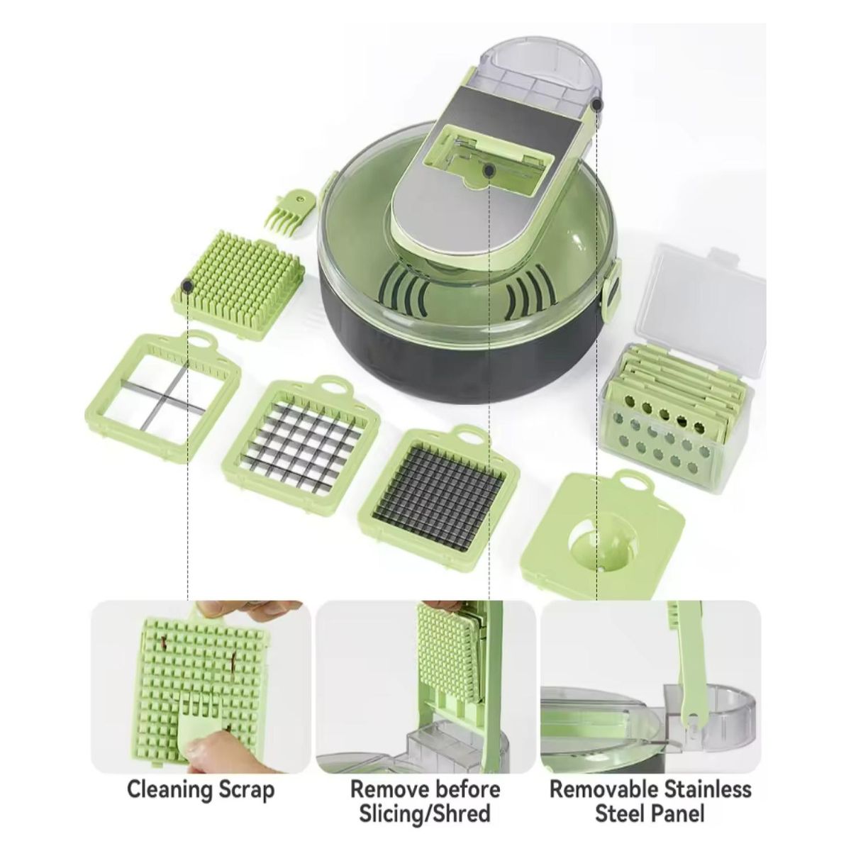 GENERICO - Cortador Picador De Verduras 13 En 1 Con Accesorios Redondo