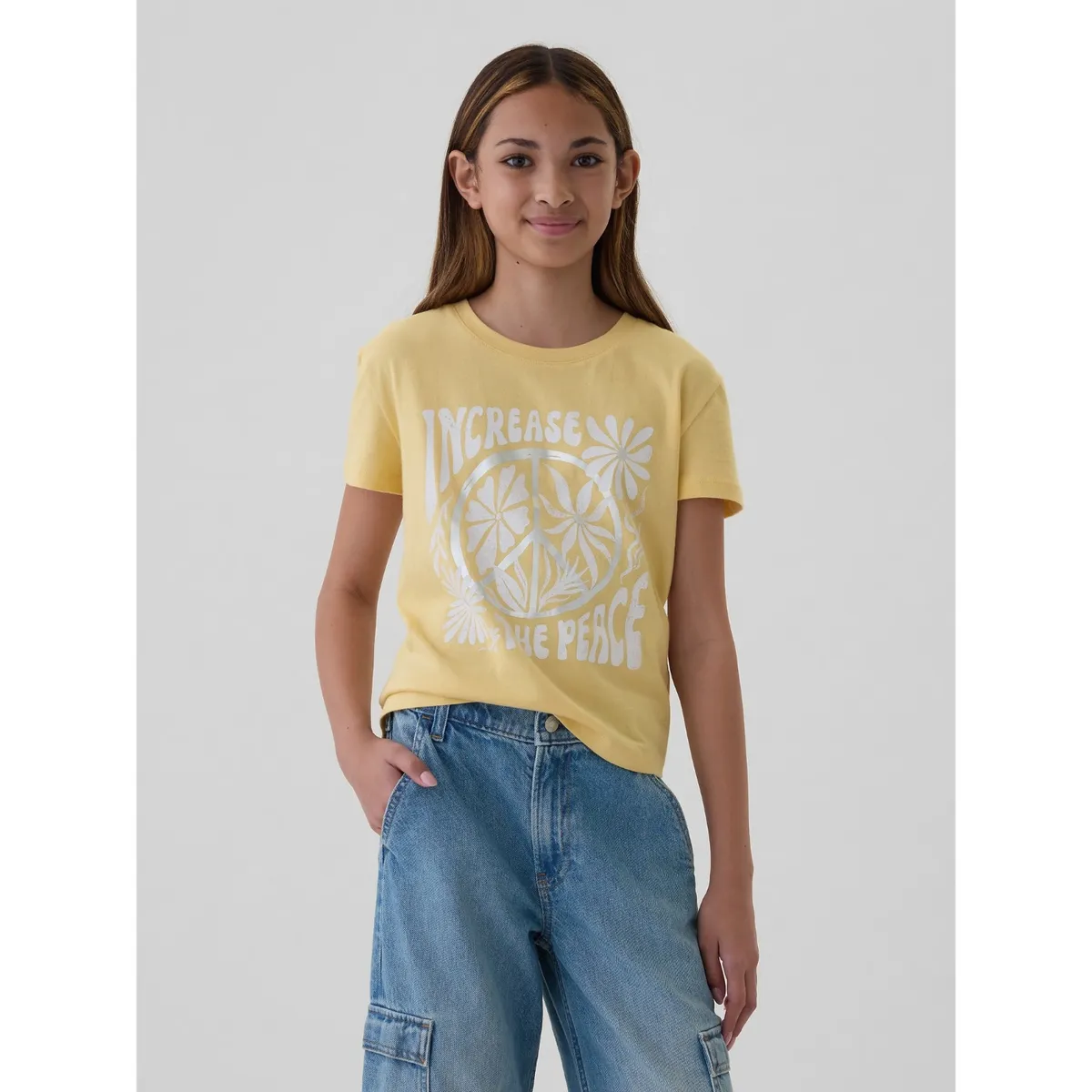 GAP - Polera GAP Graphic Manga Corta Niña Amarillo