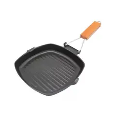 GENERICO - Sarten Plancha Grill Antiadherente Cuadrado 24cm Con Mango