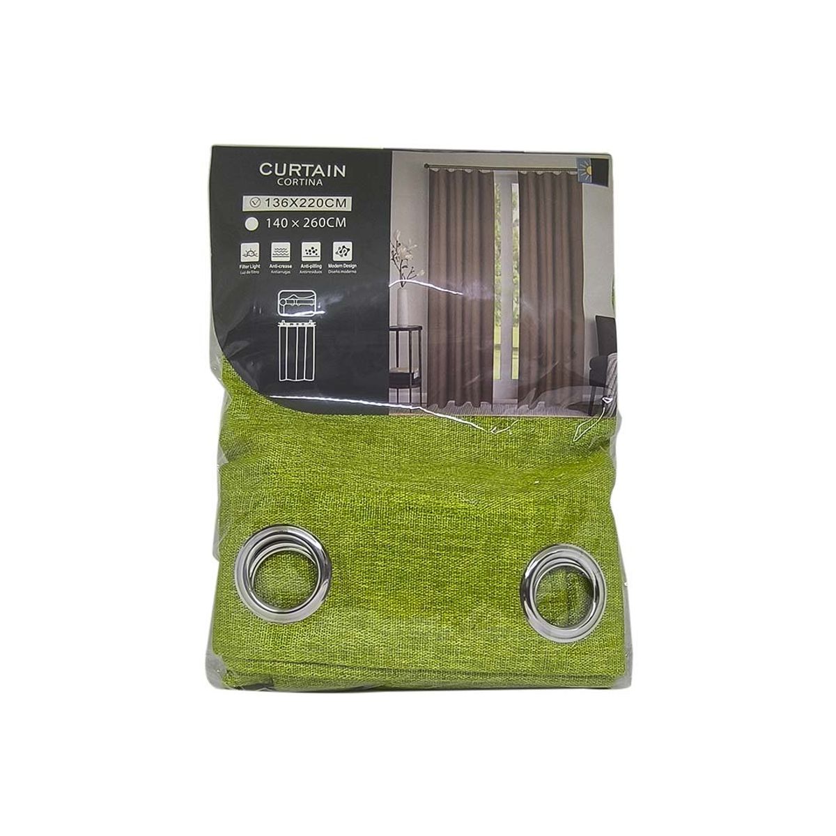 GENERICO - CORTINA DE TELA LINO 136 x 220 cm