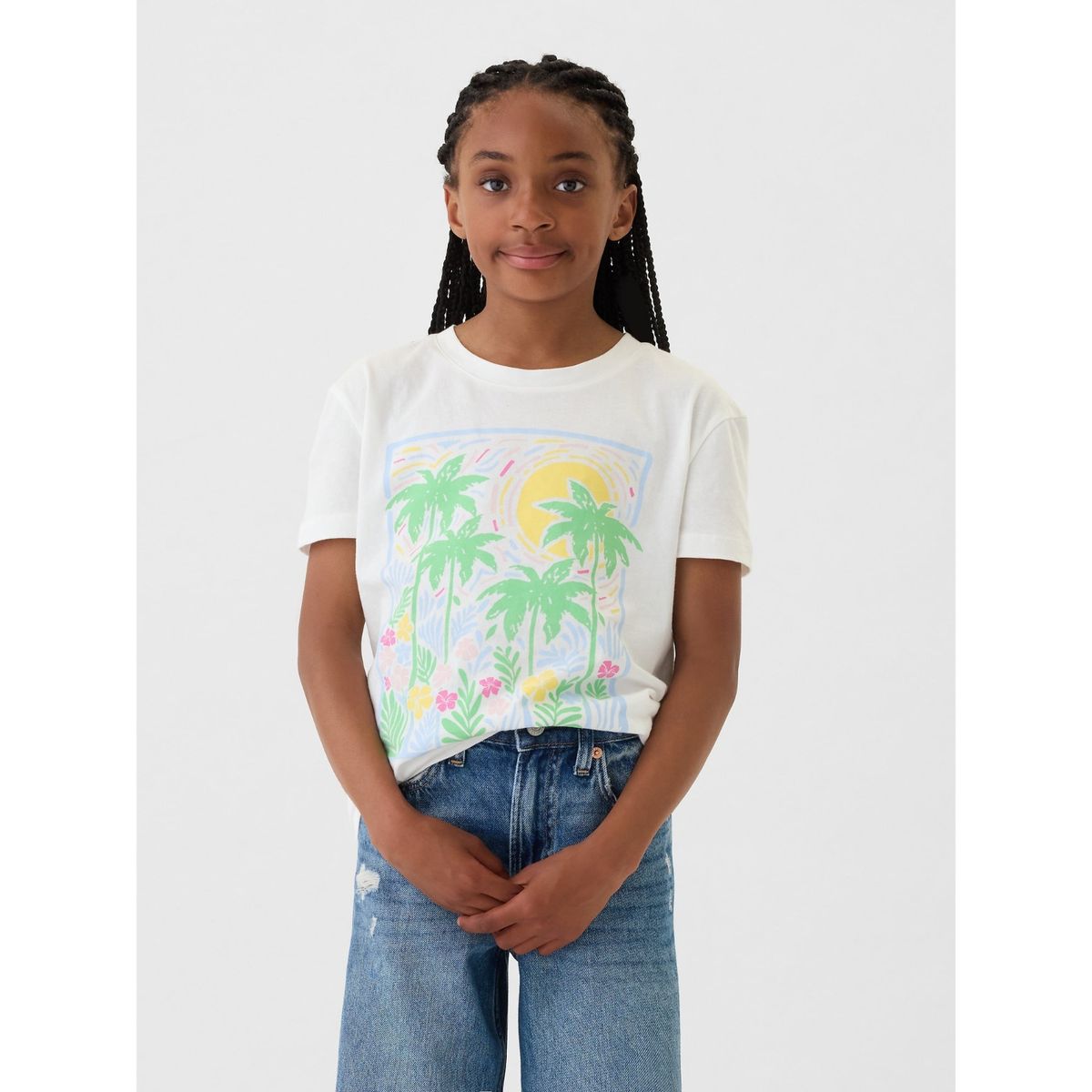 GAP - Polera GAP Graphic Manga Corta Niña Blanca