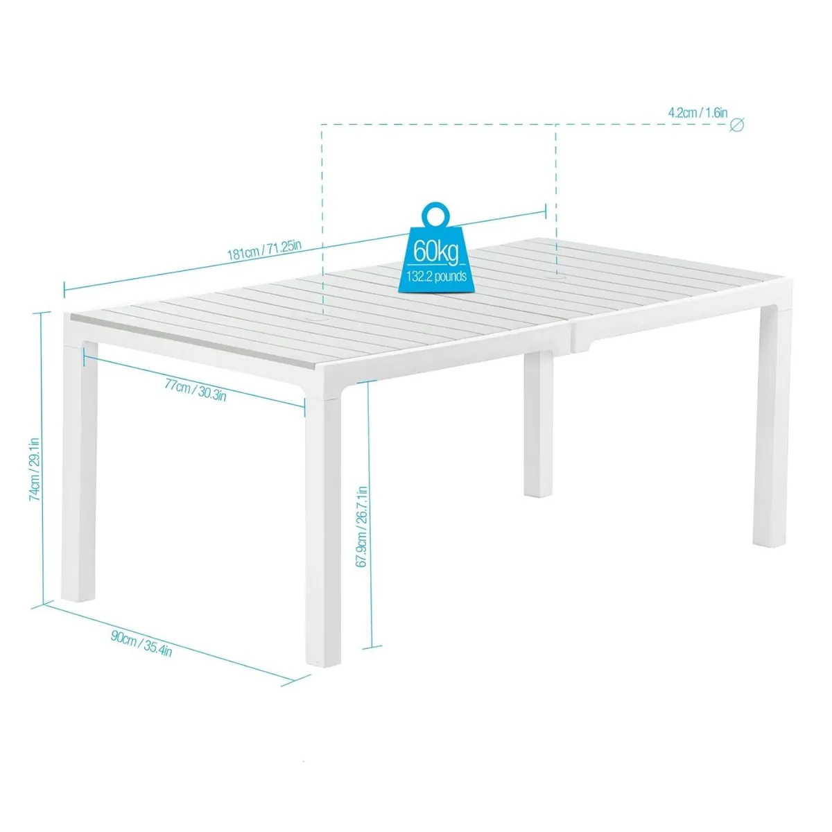 QRUBBER - Mesa Rectangular Madeira Símil Madera Plateada MQ QRubber