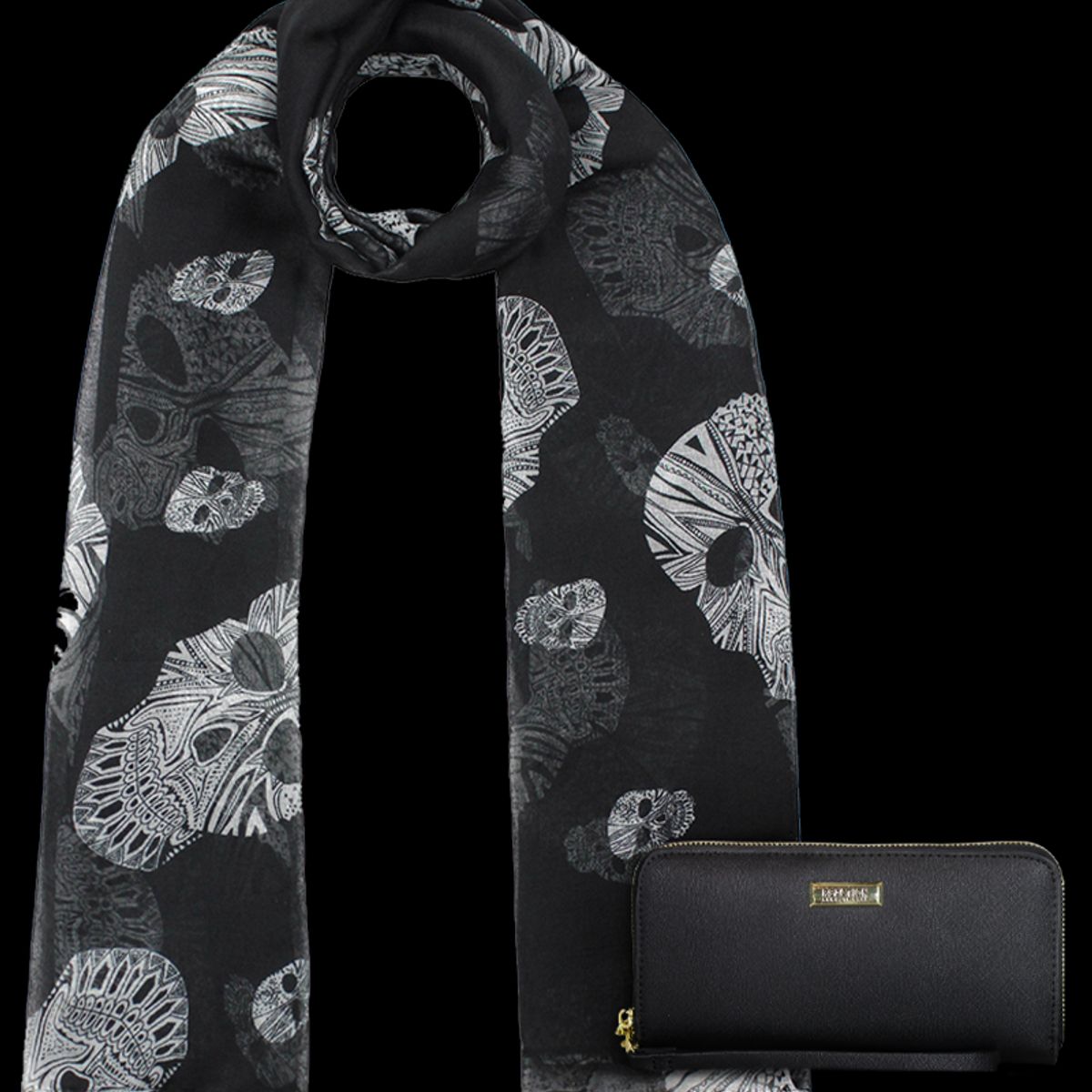 KENNETH COLE - Pack Billetera Jaeda negra + Pañuelo Omani negro Kenneth Cole