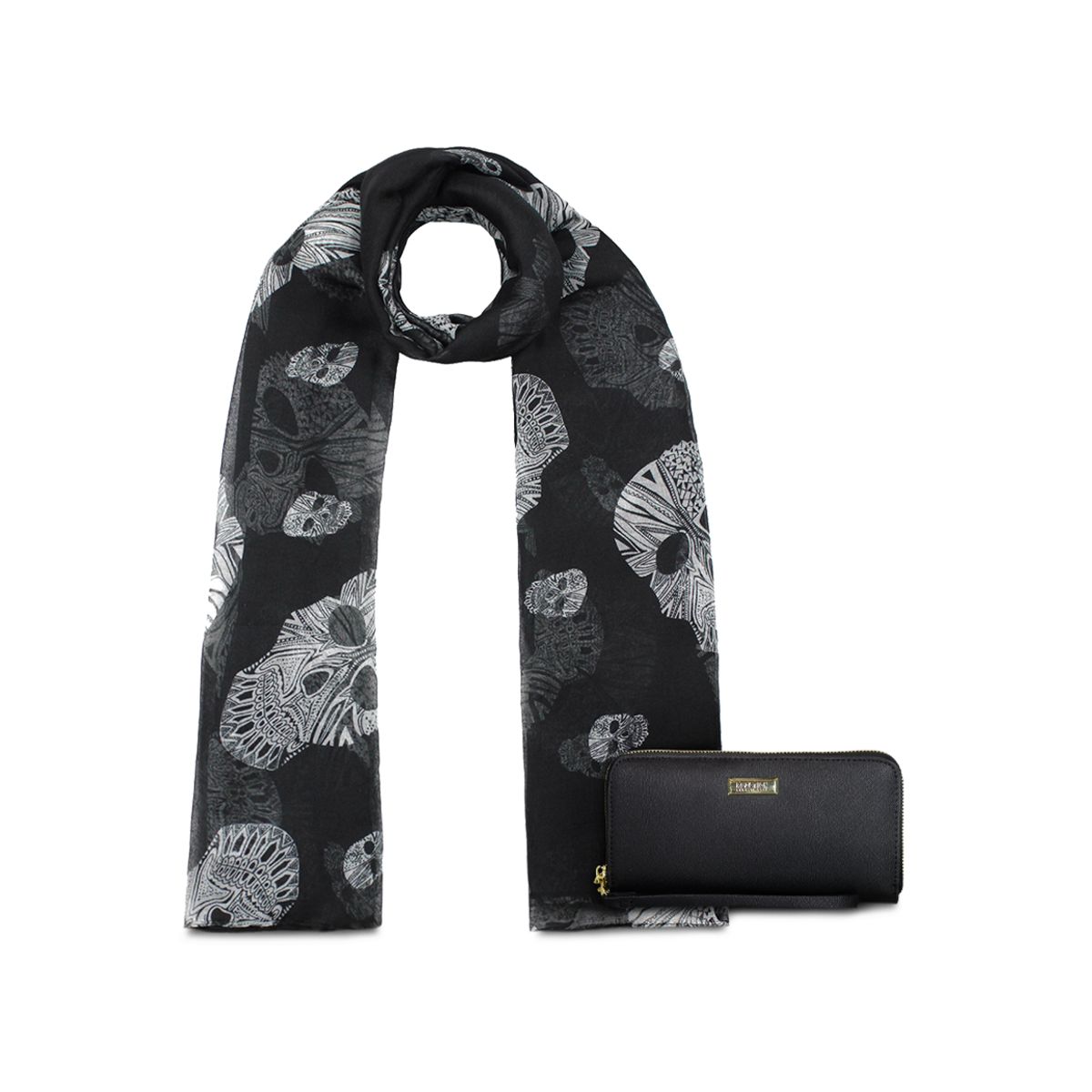 KENNETH COLE - Pack Billetera Jaeda negra + Pañuelo Omani negro Kenneth Cole