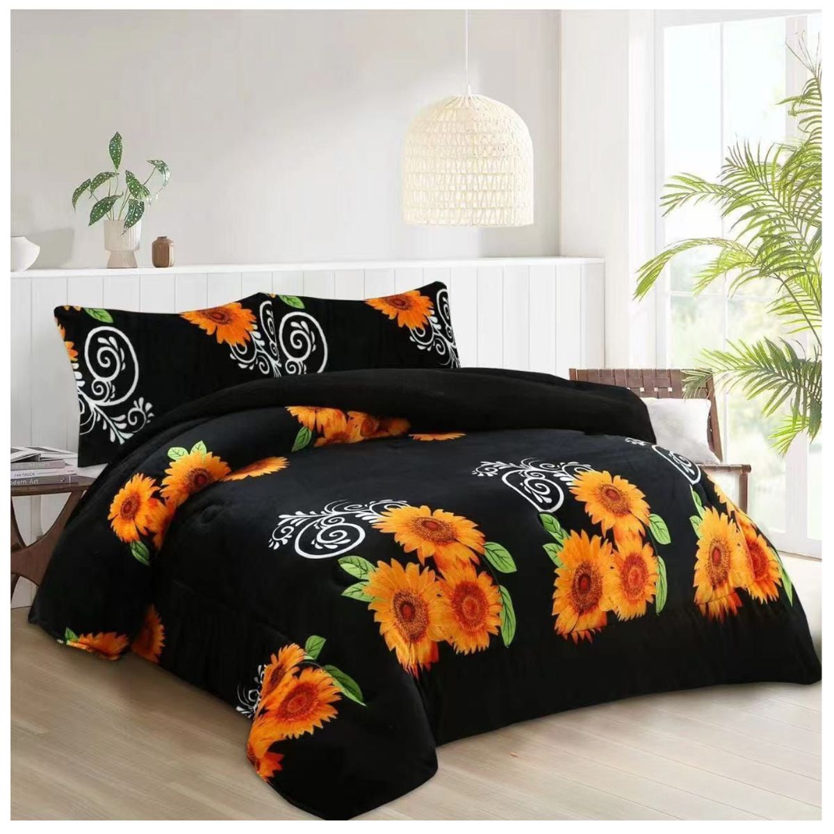 GENERICO - Cobertor Plush Con Chiporro 2 Plazas Diseño Floral Invierno