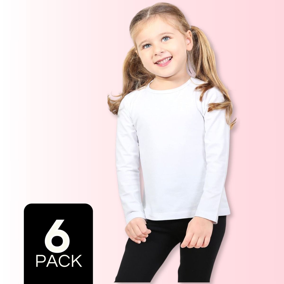 UTILISIMO - Pack 6 Camisetas Polar Primera Capa Polera Invierno Niña Blanco