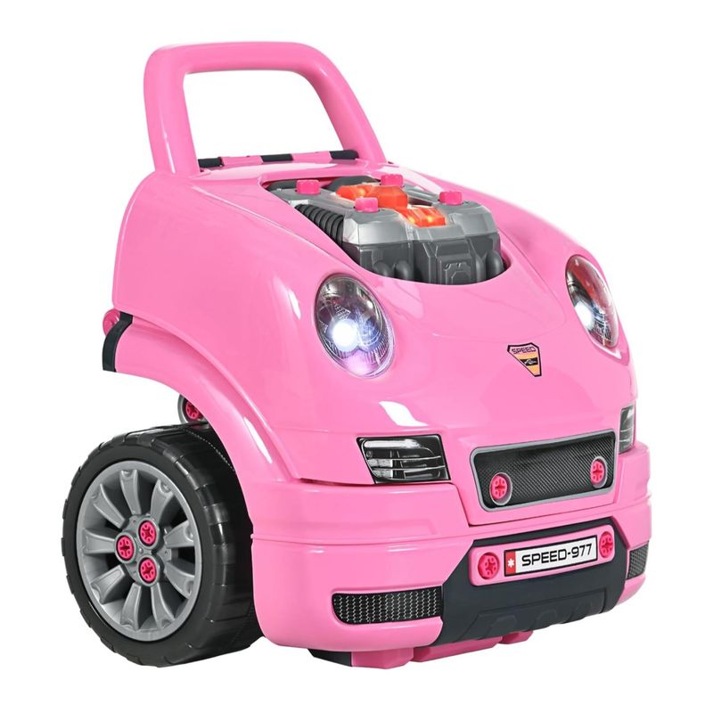 GENERICO - Juguete Auto Para Reparar Con Luces Sonidos Y Accesorios Rosa