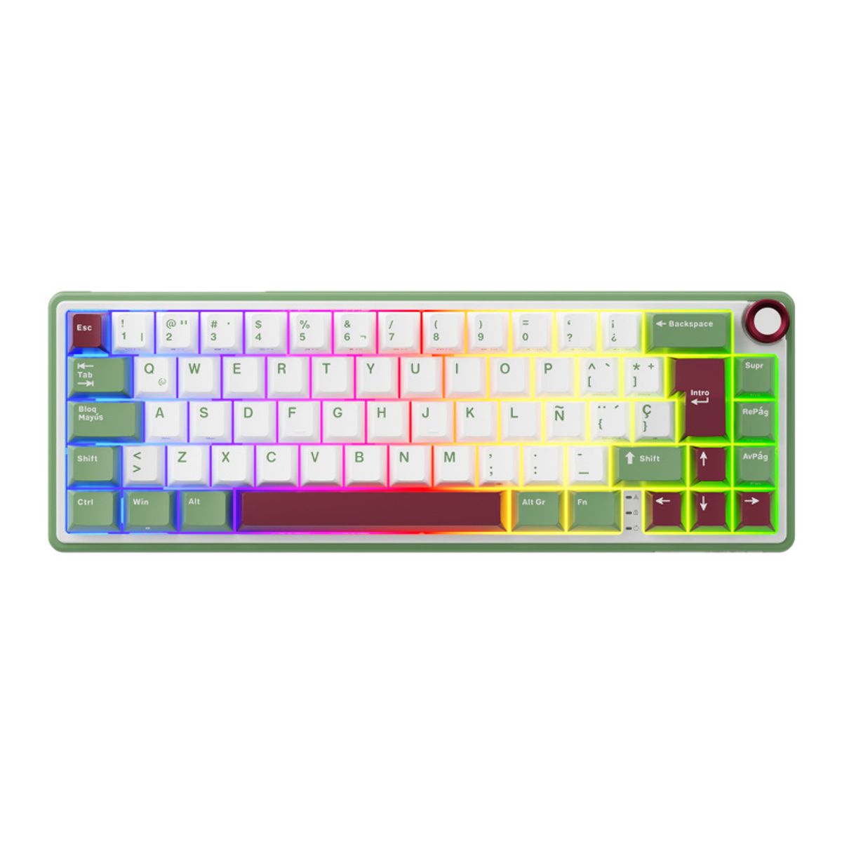 ROYAL KLUDGE - Teclado Mecánico Español Rk Royal Kludge R65 Green Chartreuse switch