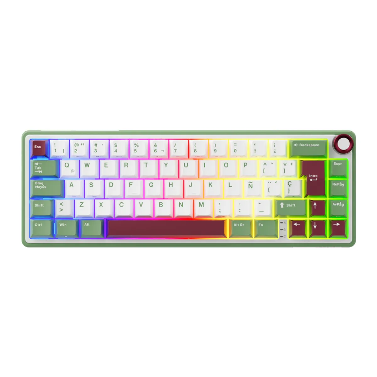ROYAL KLUDGE - Teclado Mecánico Español Rk Royal Kludge R65 Green Chartreuse switch