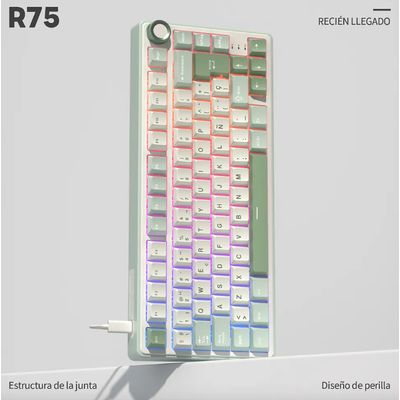 Imagen 2 del producto Teclado Mecánico Gamer Compacto RK R75 SkyCyan – Switch Silver, RGB, Español