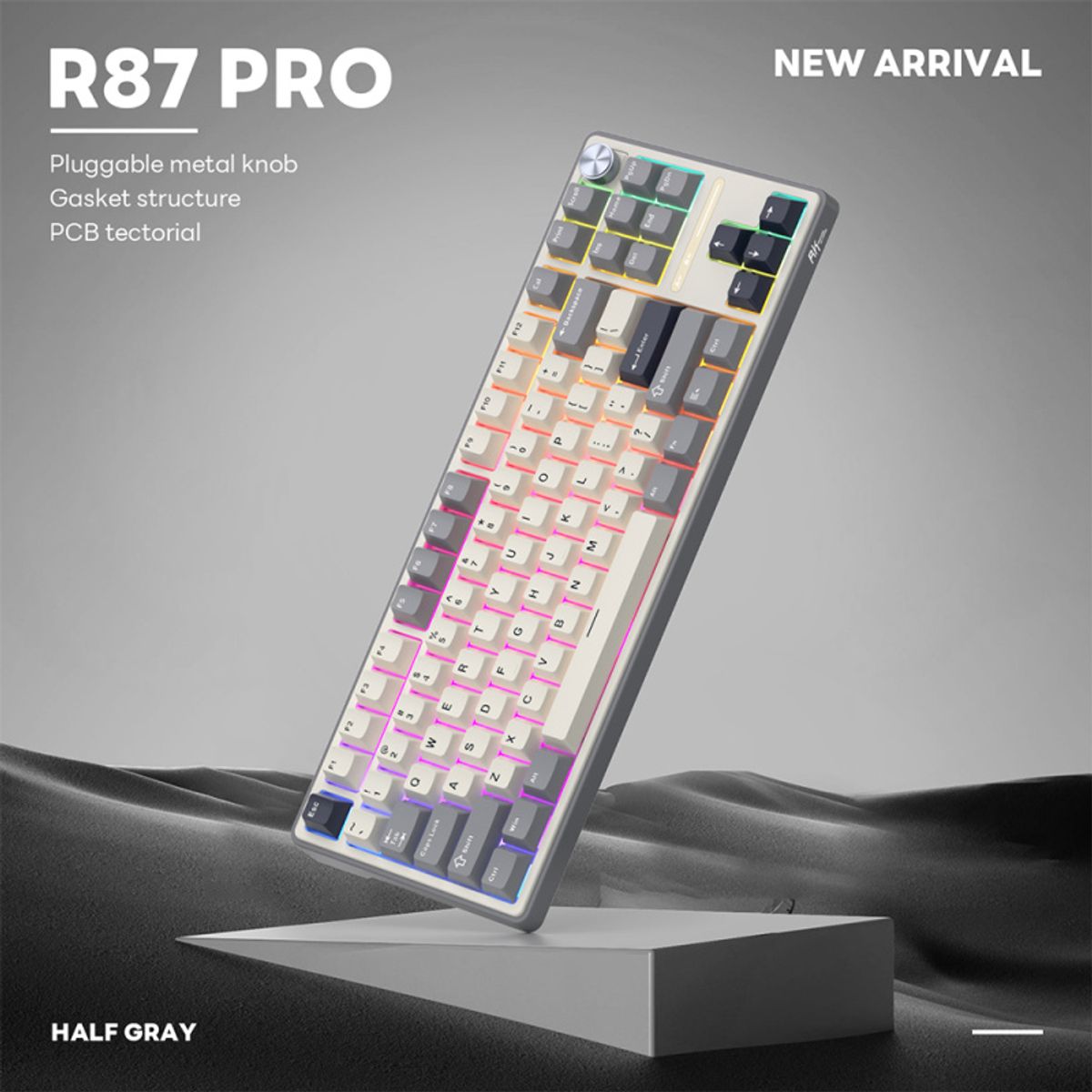 ROYAL KLUDGE - Teclado Mecánico Español RK Royal Kludge R87PRO Creamy Switch