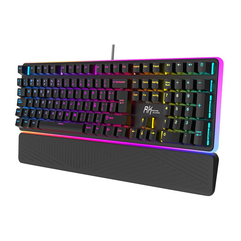 ROYAL KLUDGE - Teclado Mecánico Español RGB Rk918 Negro Rk Royal Kludge Brown switch