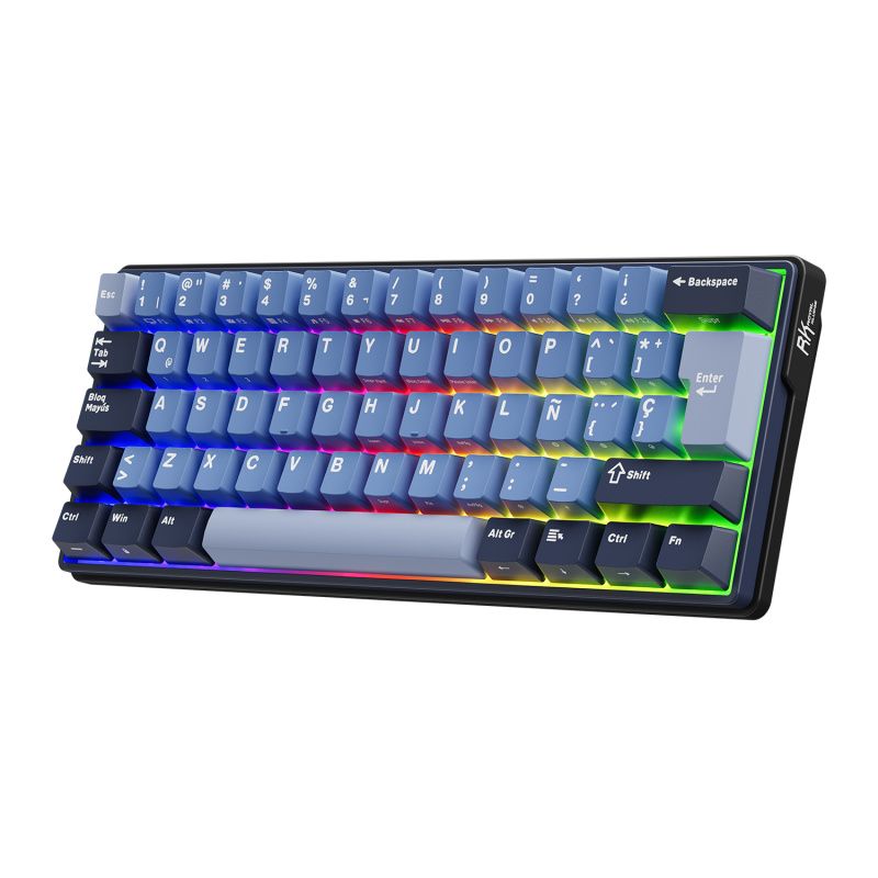 ROYAL KLUDGE - Teclado Mecánico Español Inalámbrico RK61PLUS Indigo 60%TKL Teclados