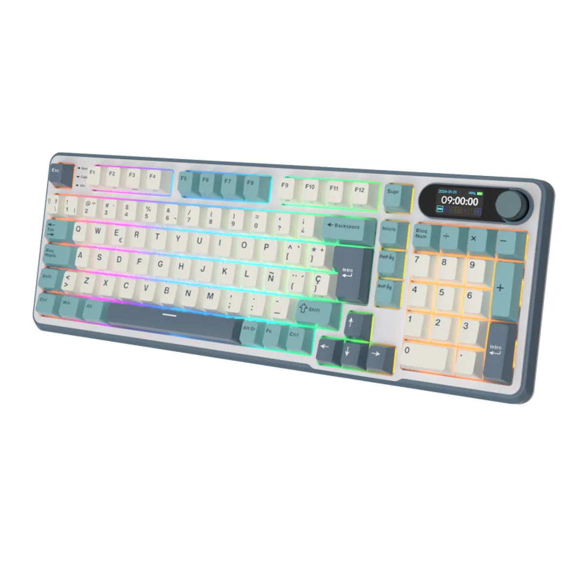 ROYAL KLUDGE - Teclado Mecánico Español Inalámbrico Rk Royal Kludge S98 SkyBlue