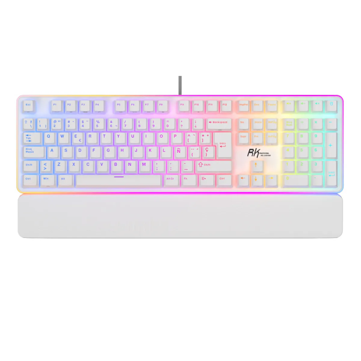 ROYAL KLUDGE - Teclado Mecánico Español RGB Rk918 blanco Rk Royal Kludge Brown switch