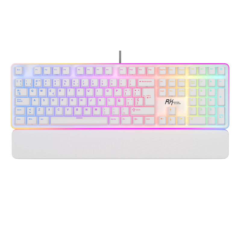 ROYAL KLUDGE - Teclado Mecánico Español RGB Rk918 blanco Rk Royal Kludge Brown switch