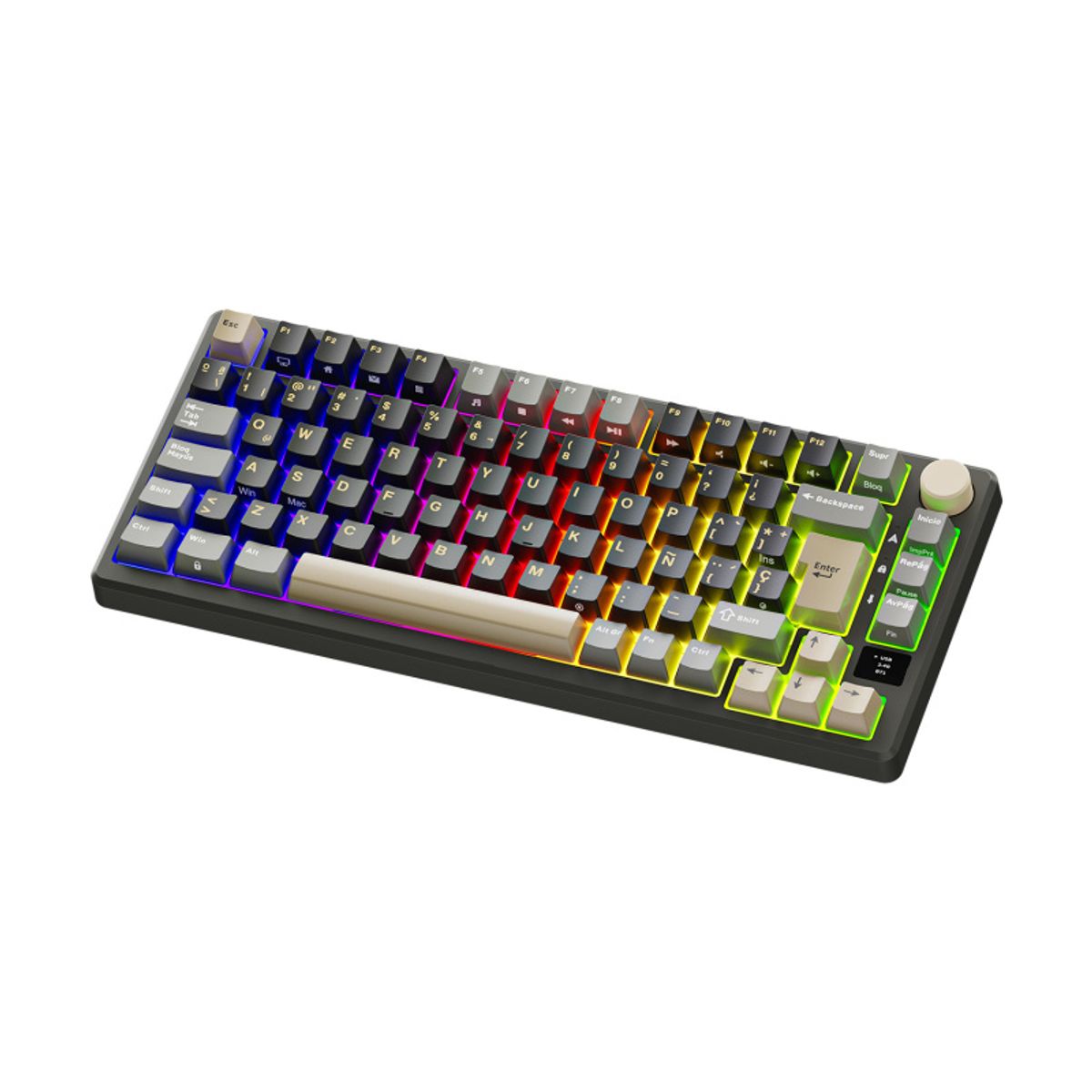 ROYAL KLUDGE - Teclado Mecánico Español Inalámbrico Rk Royal Kludge M75 Phantom