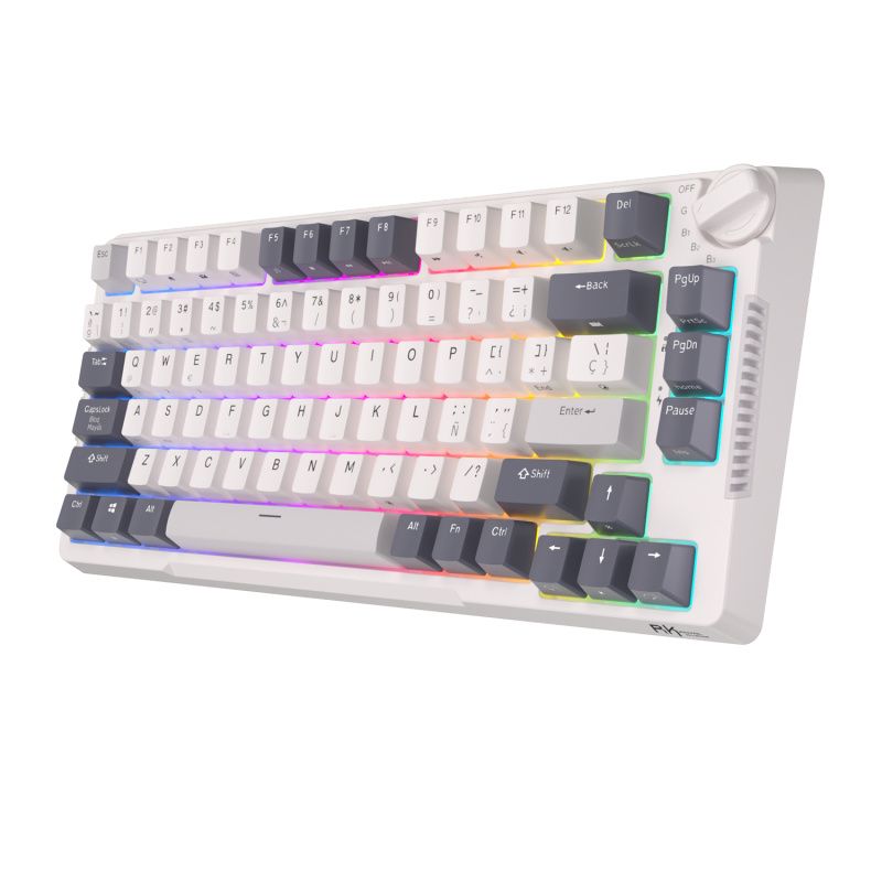 ROYAL KLUDGE - Teclado Mecánico Inalámbrico RK Royal Kludge H81 Blue Switch Blanco