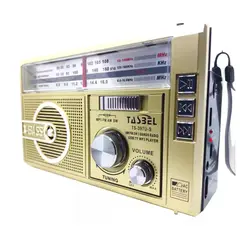 GENERICO - Radio Portátil Recargable Carga Solar+Linterna Color Dorado