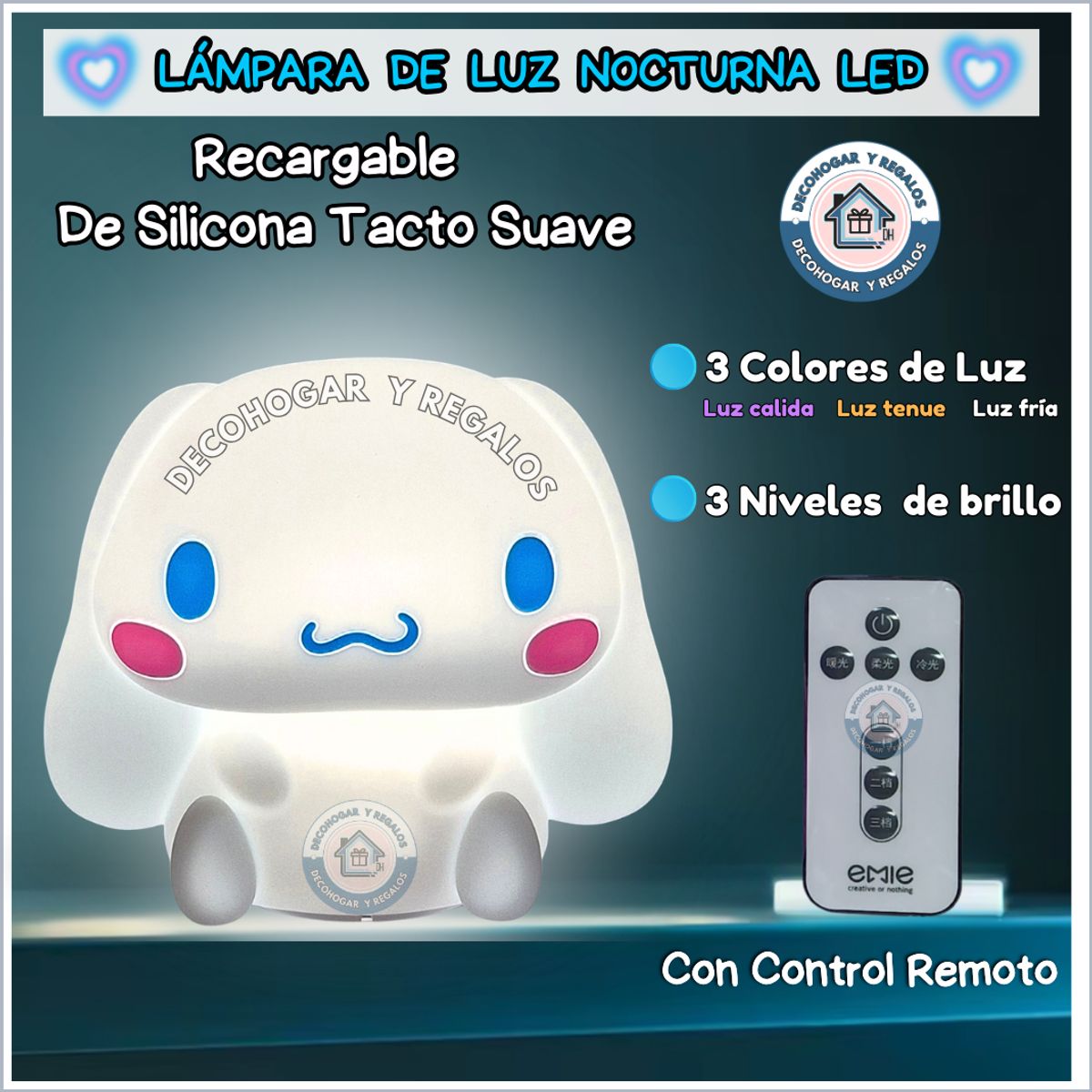 GENERICO - Lámpara Led Kawaii Niños Luz Nocturna de Silicona Infantil