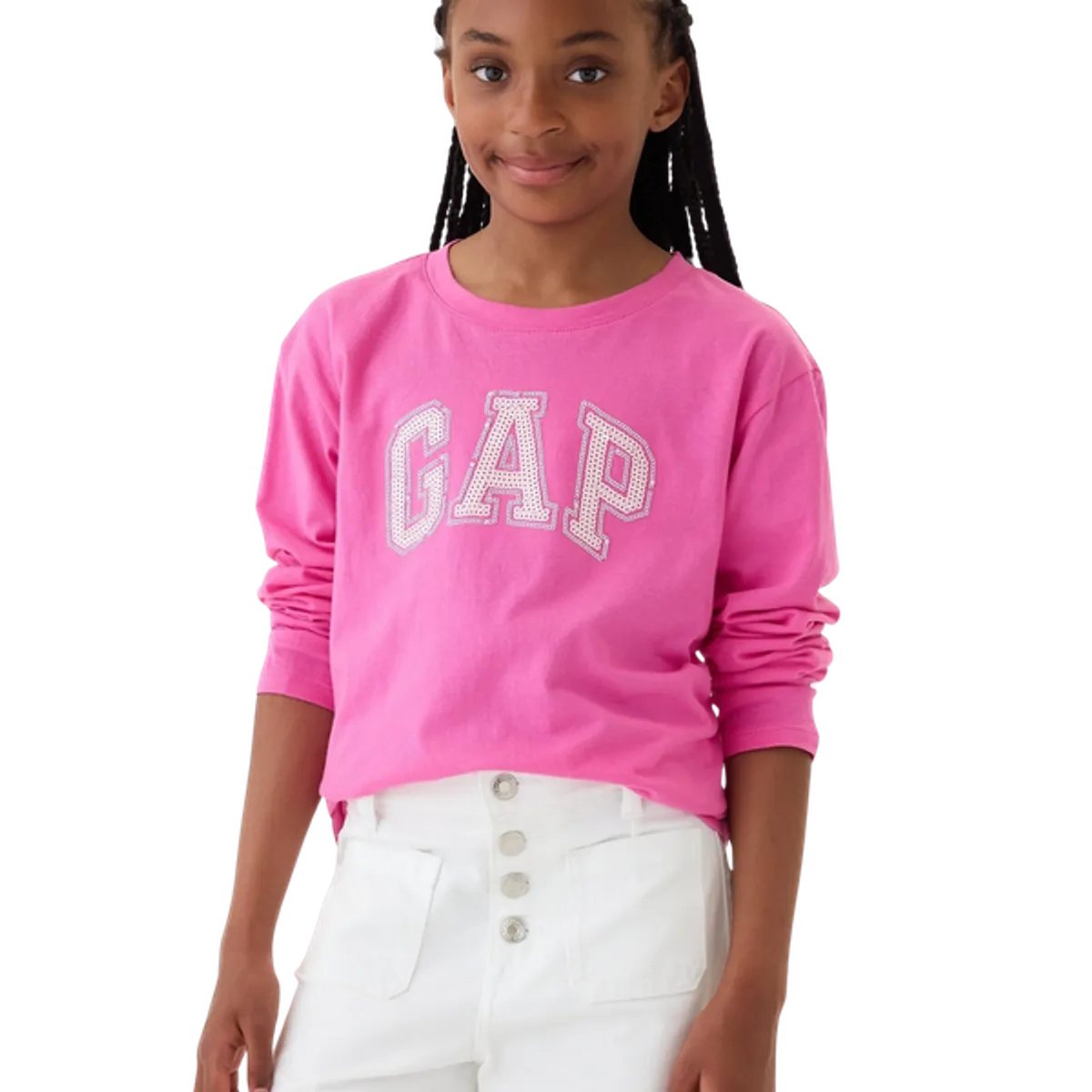 GAP - Polera Logo Manga Larga Niña Rosa