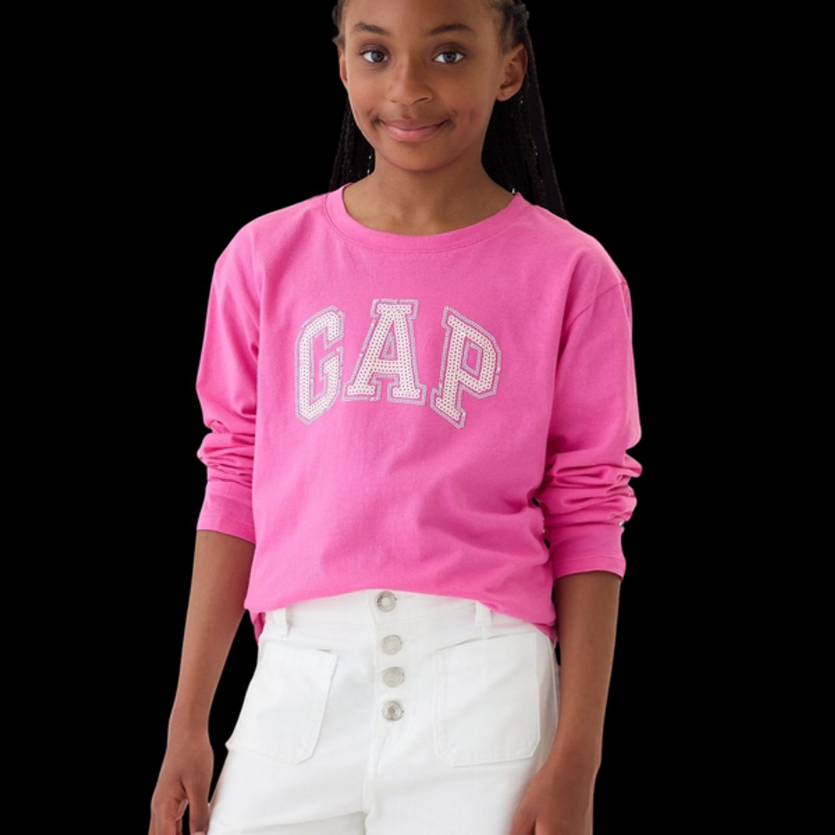 GAP - Polera Logo Manga Larga Niña Rosa