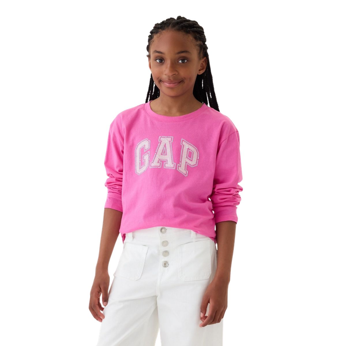 GAP - Polera Logo Manga Larga Niña Rosa