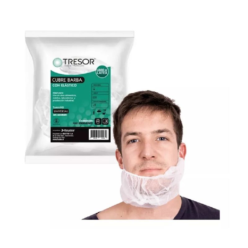 GENERICO - Cubre Barba Desechable Con Elastico 100uni Tresor Blanco