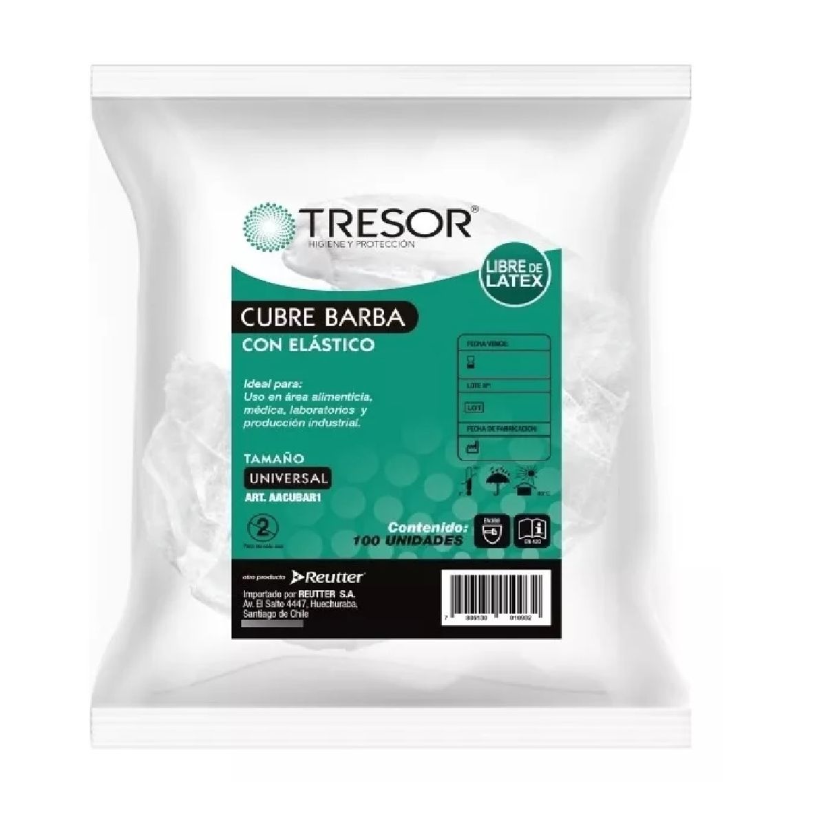 GENERICO - Cubre Barba Desechable Con Elastico 100uni Tresor Blanco