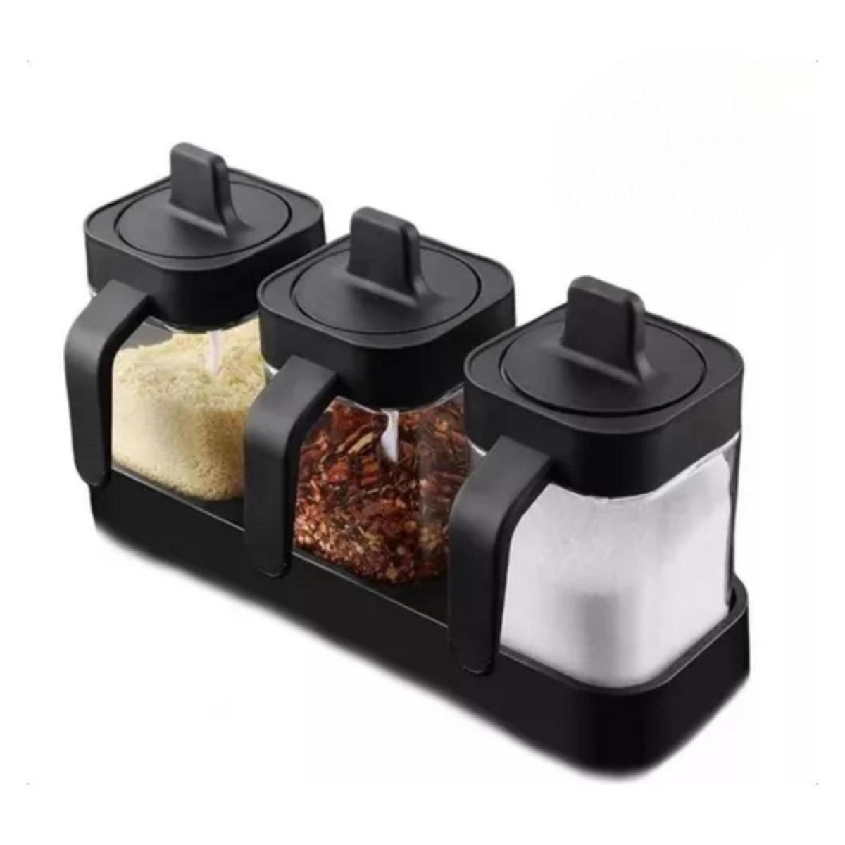 GENERICO - Set 3 Frascos Especieron Condimentos Multiuso 2 En 1