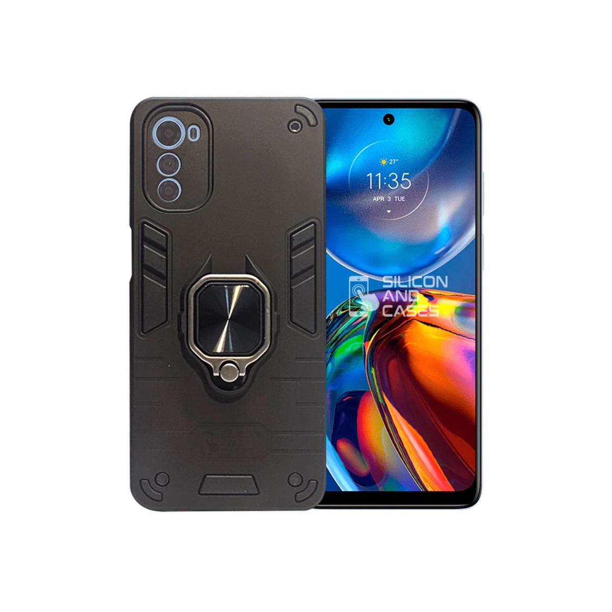 GENERICO - CARCASA ANILLO ANTIGOLPE PARA CELULAR MOTOROLA E32 COLOR NEGRO