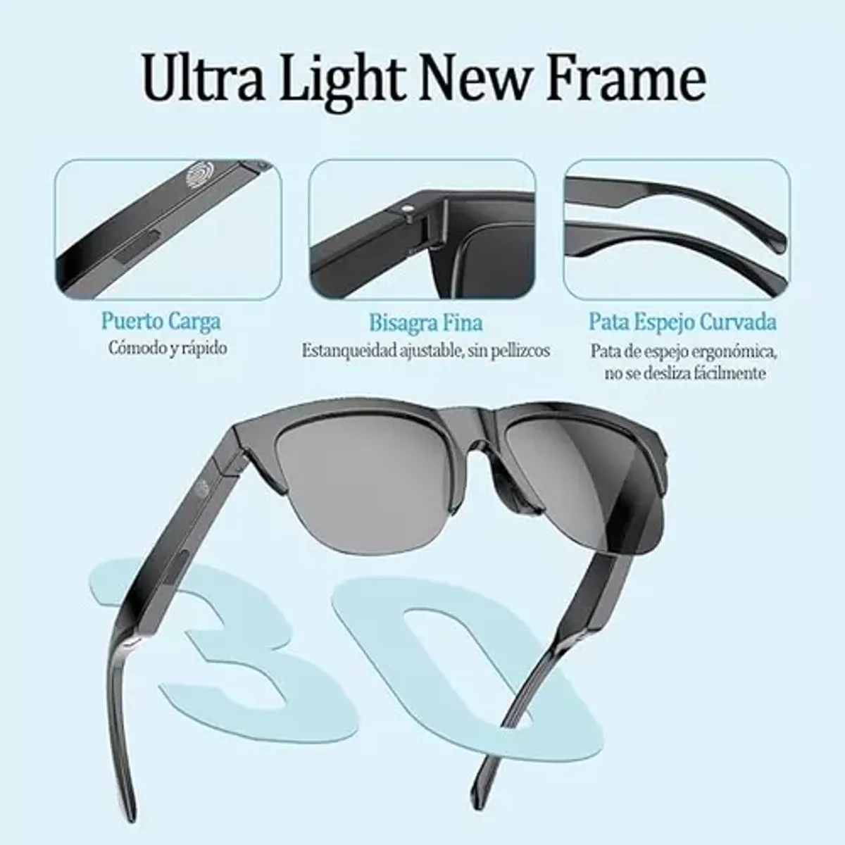 GENERICO - Lentes Gafas Inalámbricas Inteligentes Bluetooth Touch