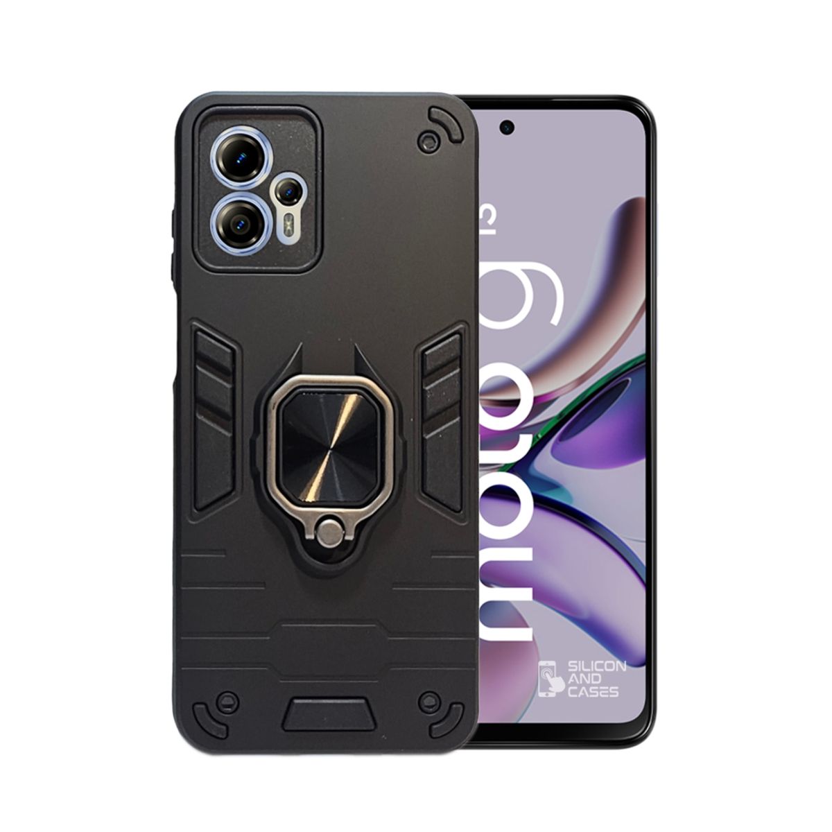 GENERICO - CARCASA ANILLO ANTIGOLPE PARA CELULAR MOTOROLA G13 COLOR NEGRO