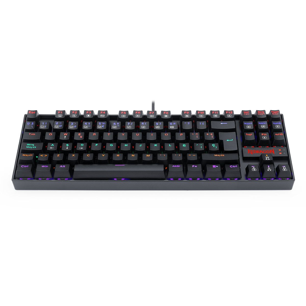 REDRAGON - Teclado Gamer KUMARA 2 K552R-SP Rainbow Switch Red Negro