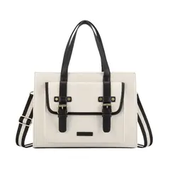 ECOSUSI - Bolso Tote Lienzo de Olivia para notebook 13 - Beige y Negro